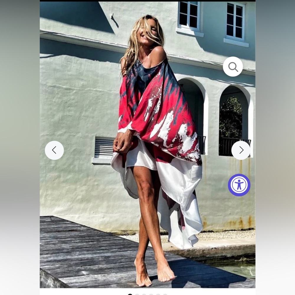 RIRI KAFTAN RED HIBISCUS by Ramona La Rue - Red and Black Asymmetrical